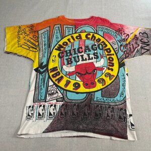 VTG Ritz Mens Multicolor Chicago Bulls 1992 Champions T-Shirt Magic Johnson L